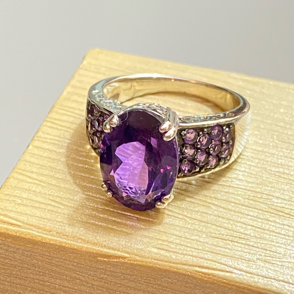 JTV Purple African Amethyst Sterling Ring 4.98ctw